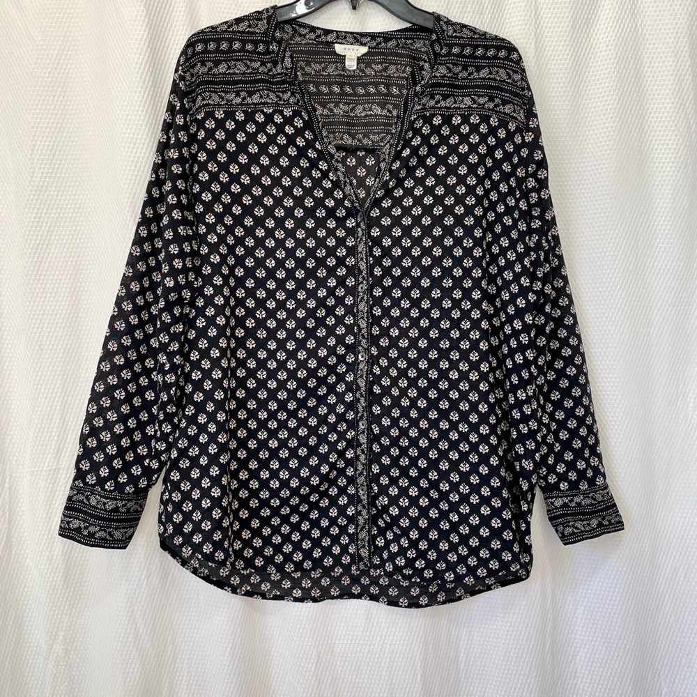 Joie Black and White Printed Tunic Blouse